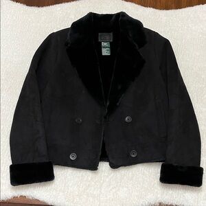 Y2K Ralph Lauren Black Label Faux Suede Faux Fur Jacket